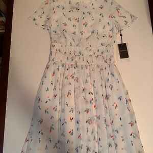 Armani Dress.  Beautiful White and Pastel print dress, fully lined. NWT
